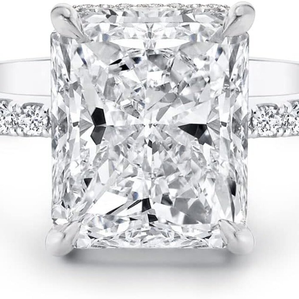 Sterling Silver Radiant Cut Cubic Zirconia Engagement Ring Size 6